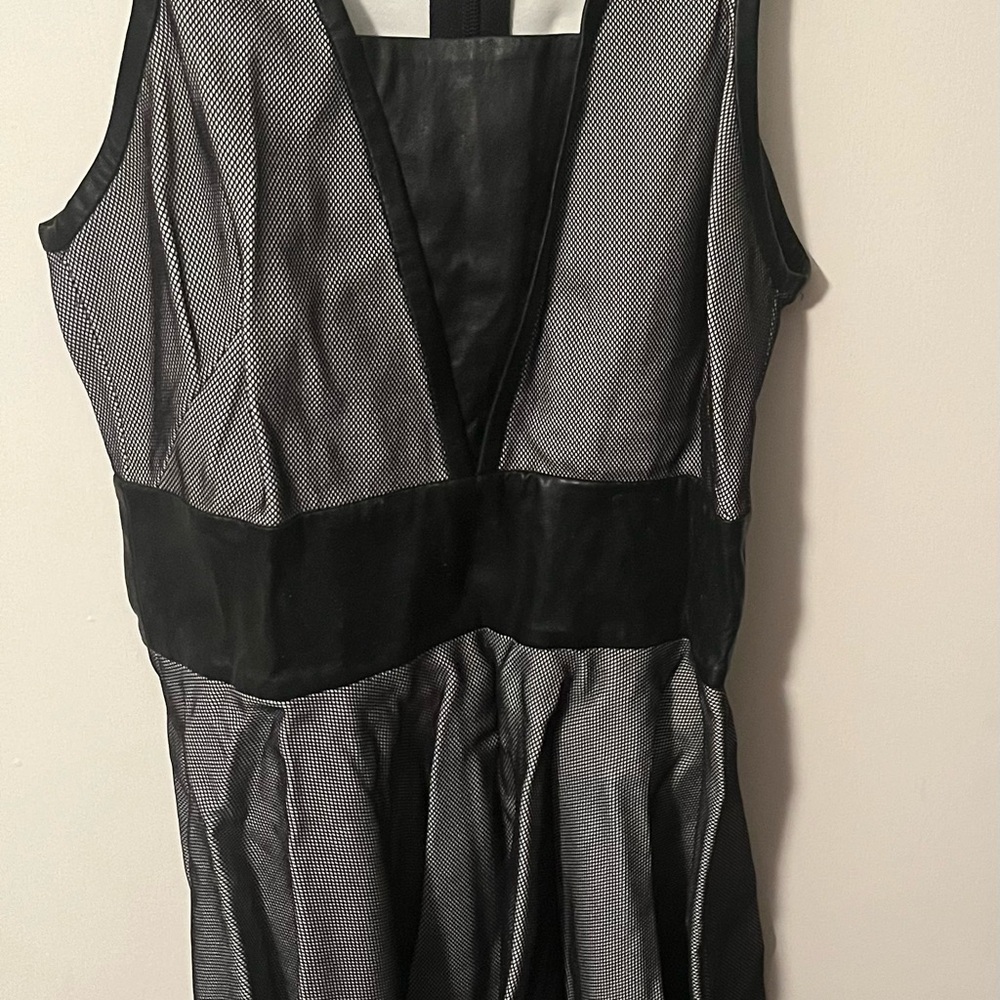 Robert Rodriguez Black and White Mesh Detail Dress